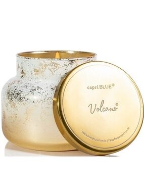 New Capri BLUE Volcano Gold Metallic Jar Candle Oversized 28oz
